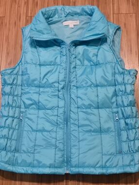 New York & Company Light Blue Quilted Puffer Vest